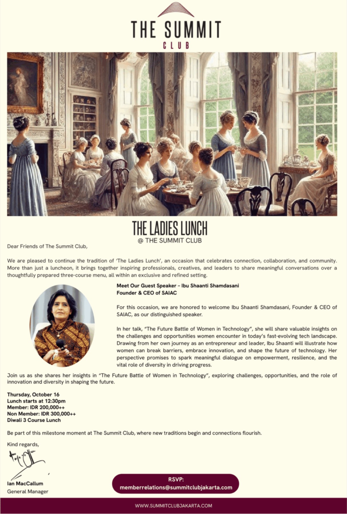 ‘The Ladies Lunch’ - Inspiring sharing session on “The Future Battle of Women in…